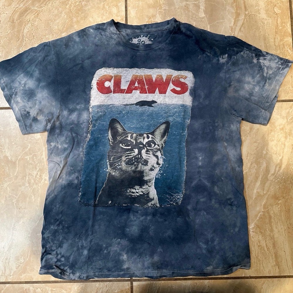 Blue Claws Kitten Shirt Tee Size L